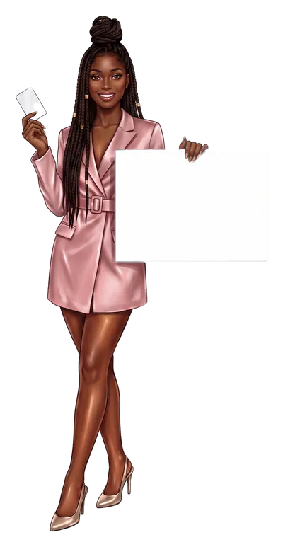Imani Brooks, the illustrated host, holds up a blank hotel key card and a board that reads Three of five have a hotel.